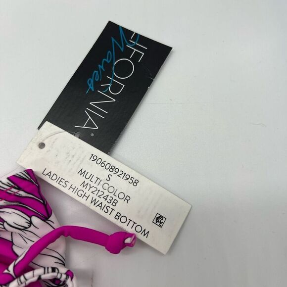 California Waves Pink Tropical Floral Bikini Bottoms Size Small - Picture 4 of 8